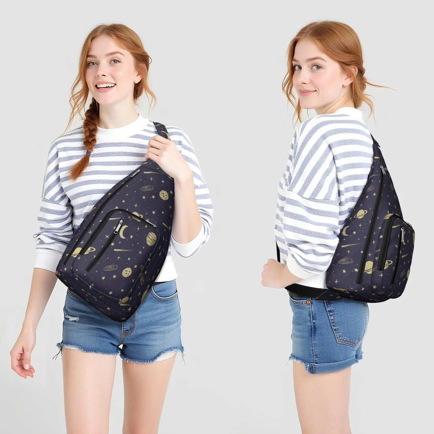 Cosmic Starl Ight Crossbody Bag Daypack for Women Men Lightweight Waterproof Sling Bag Backpack Hiking Cycling