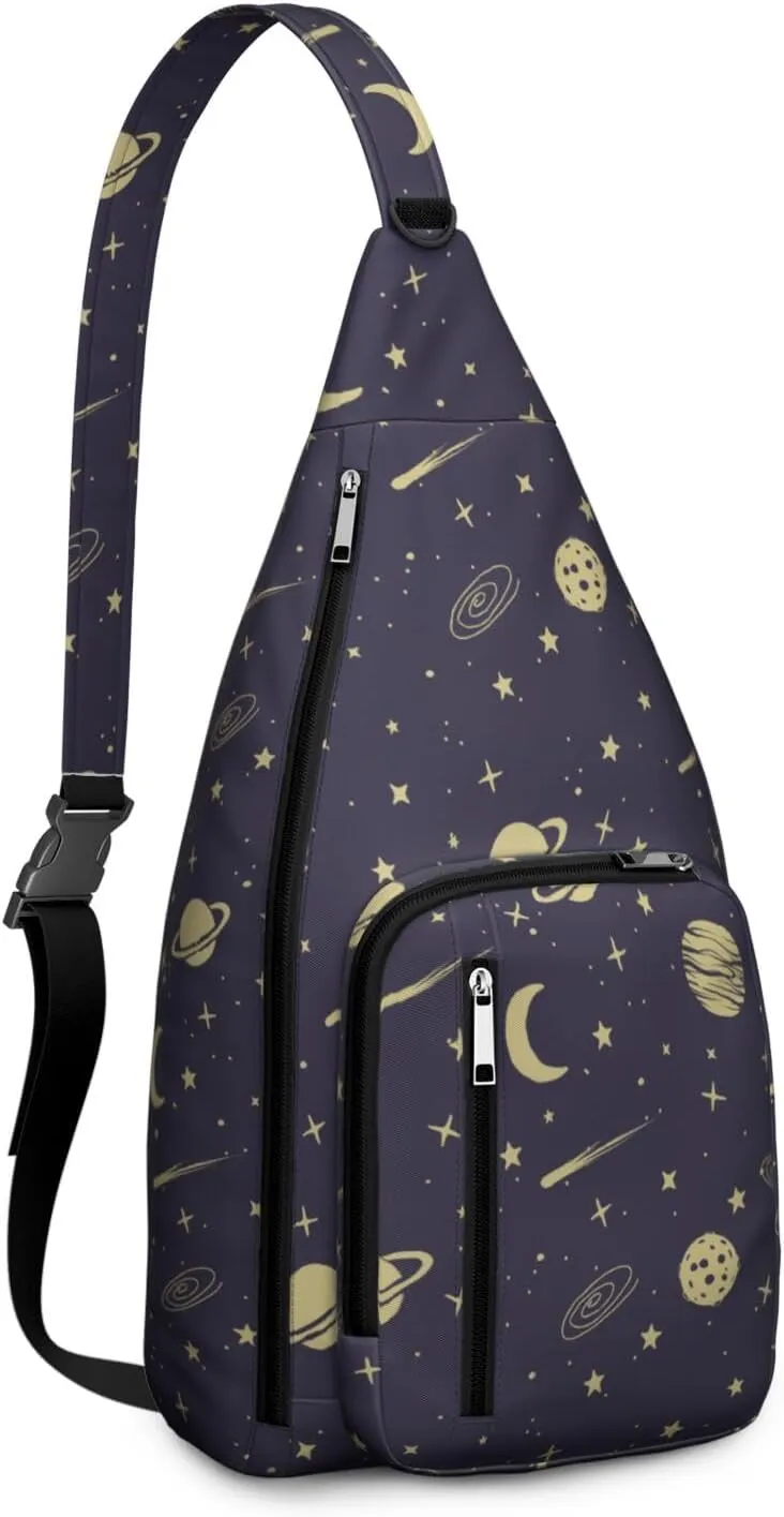 Cosmic Starl Ight Crossbody Bag Daypack for Women Men Lightweight Waterproof Sling Bag Backpack Hiking Cycling