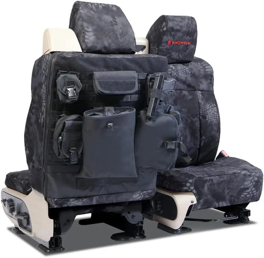 Coverking Custom Fit Seat Cover Designed for Select Toyota Models: 1 Row, 2 Backing, 6 Pouches, Tactical Ballistic Fabric, Kryptek Typhon