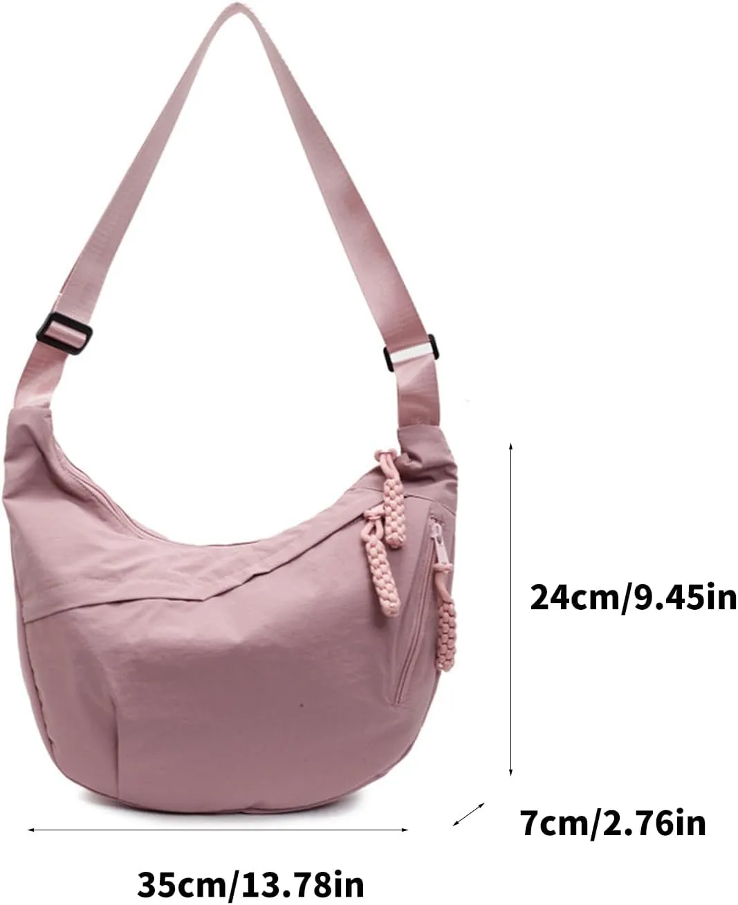 Crescents Bag Small Slings Crossbody Bag with Half Moon Shape Multi Pocket Slings Bag Moon Bags Slouchy Dumpling Bags