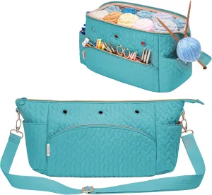 Crochet Bag Storage Organizer For Knitting & Crocheting Accessories - Teal