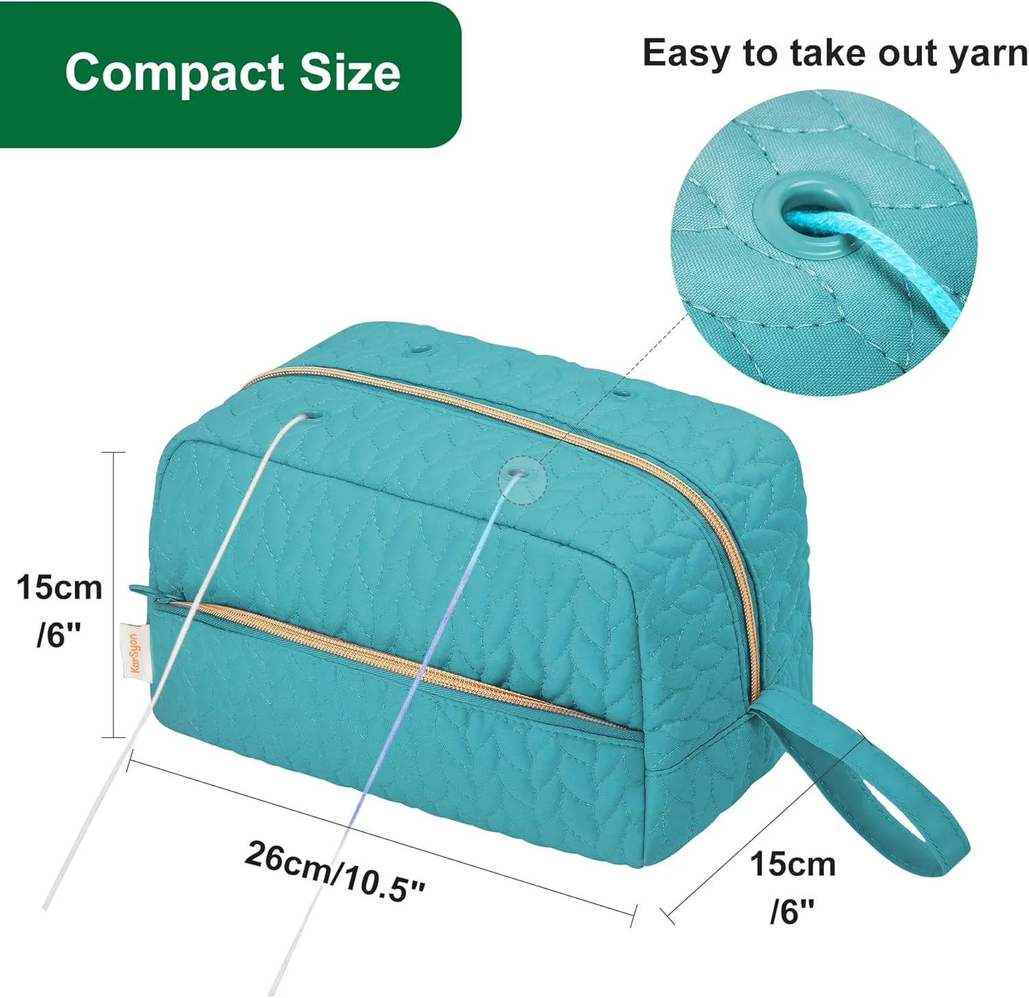 Crochet Yarn Bag Knitting Bag Storage for Crocheting Accessories Crochet Hook Case Organizer Gift for Crochet Lovers (Teal), K3201