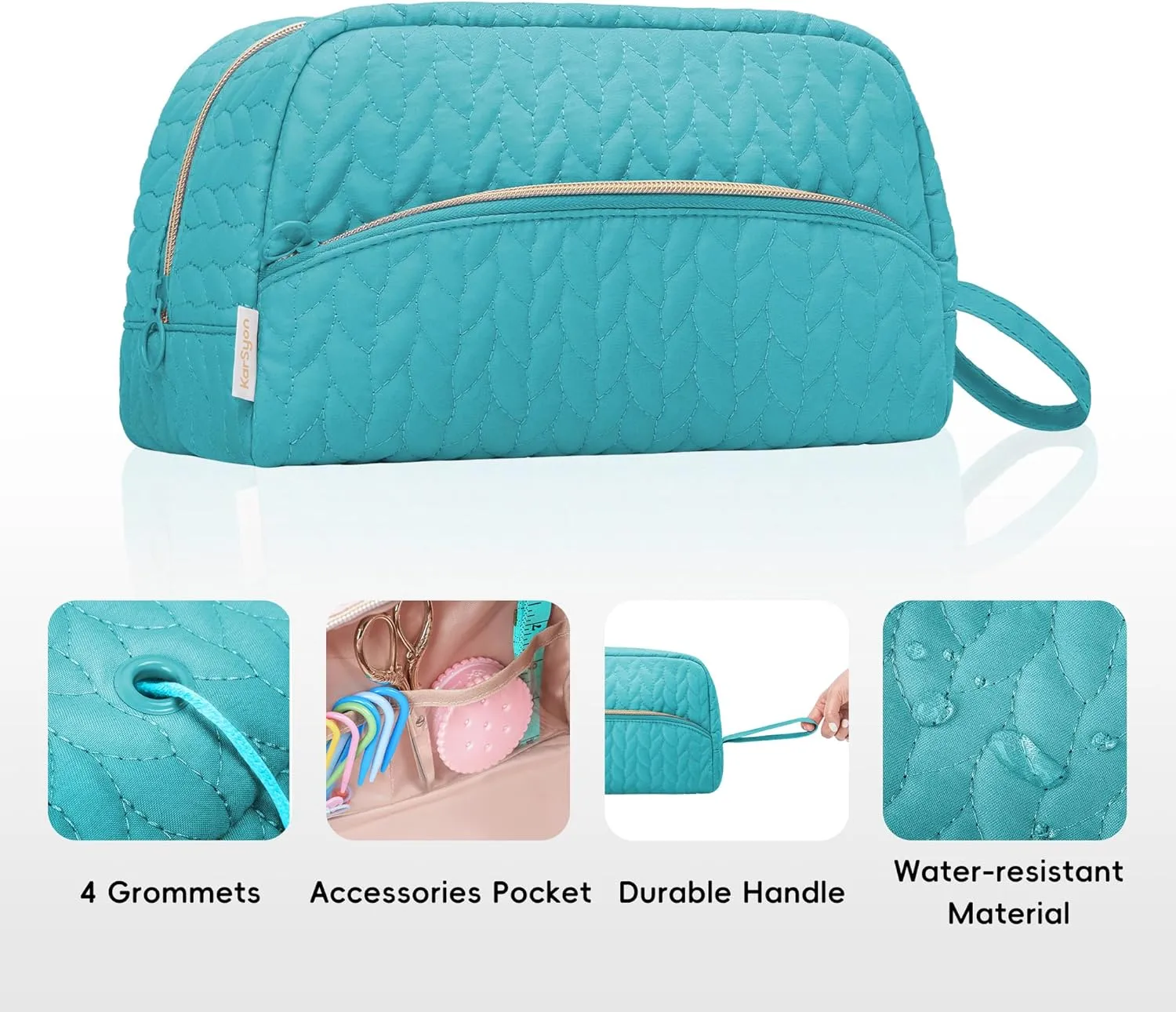 Crochet Yarn Bag Knitting Bag Storage for Crocheting Accessories Crochet Hook Case Organizer Gift for Crochet Lovers (Teal), K3201