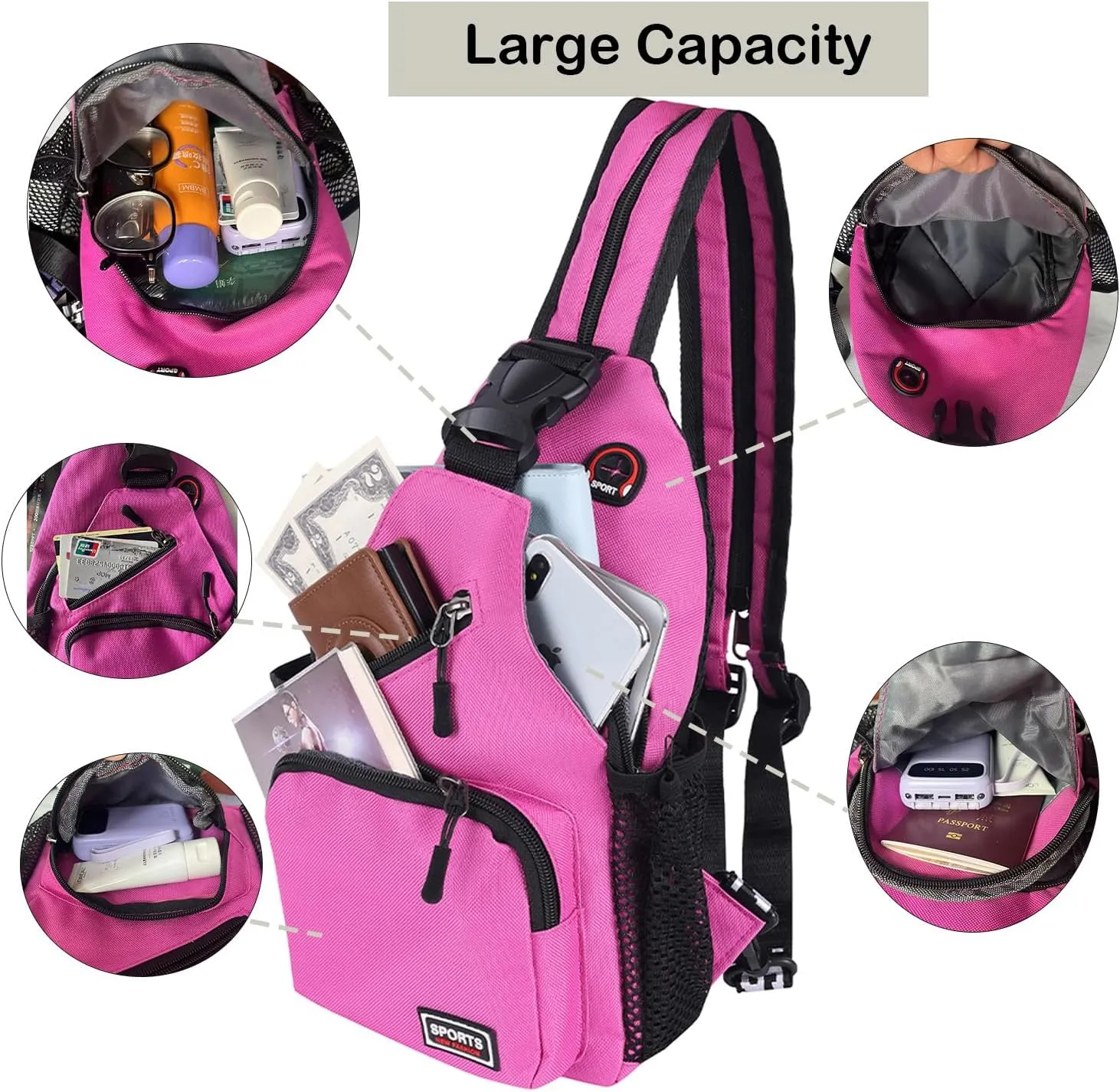 Cross Body Bag Sling Backpack Bag,Crossbody Bag Chest Bag with Belt Waist Pack for Women Man