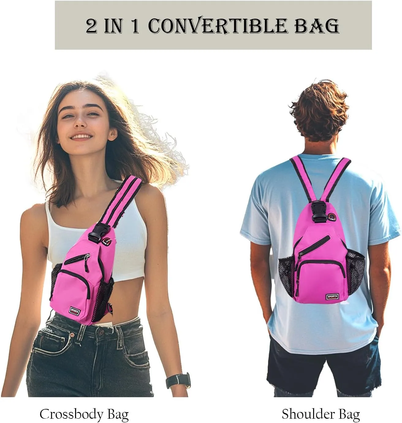 Cross Body Bag Sling Backpack Bag,Crossbody Bag Chest Bag with Belt Waist Pack for Women Man