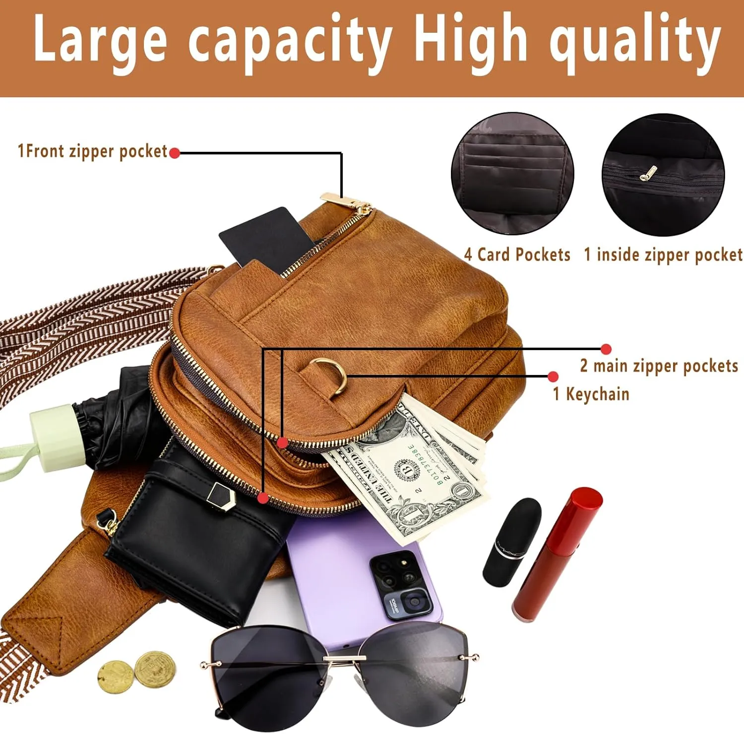 Cross Body Bags for Woman Men Sling Bag Chest Bag with Adjustable Strap Crossbody Handbags Women's Crossbody Bags