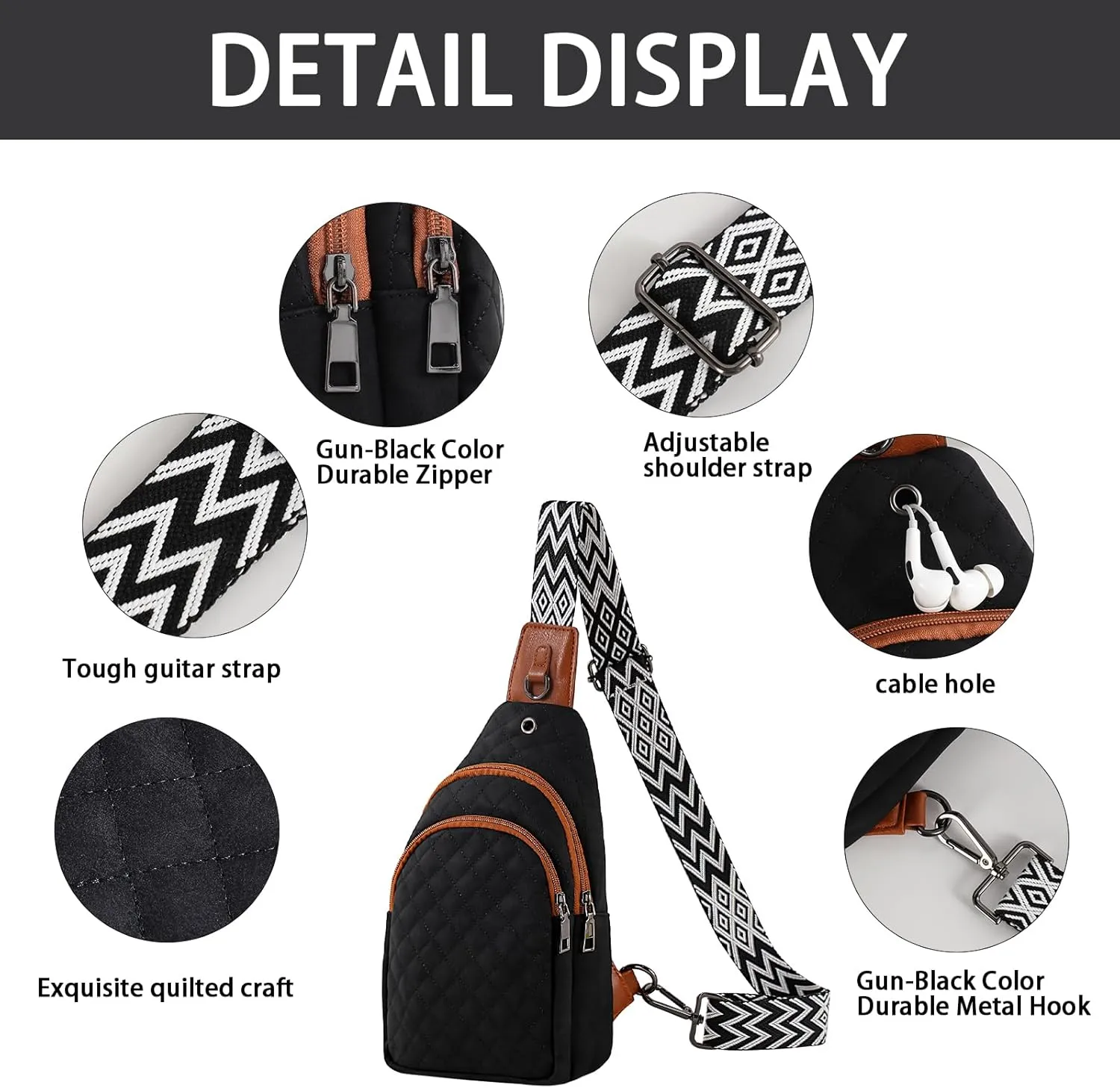 Crossbody Bag for Women Leather Small Sling Bag Fanny Pack Chest Bag for Travel Chest Pack Gifts