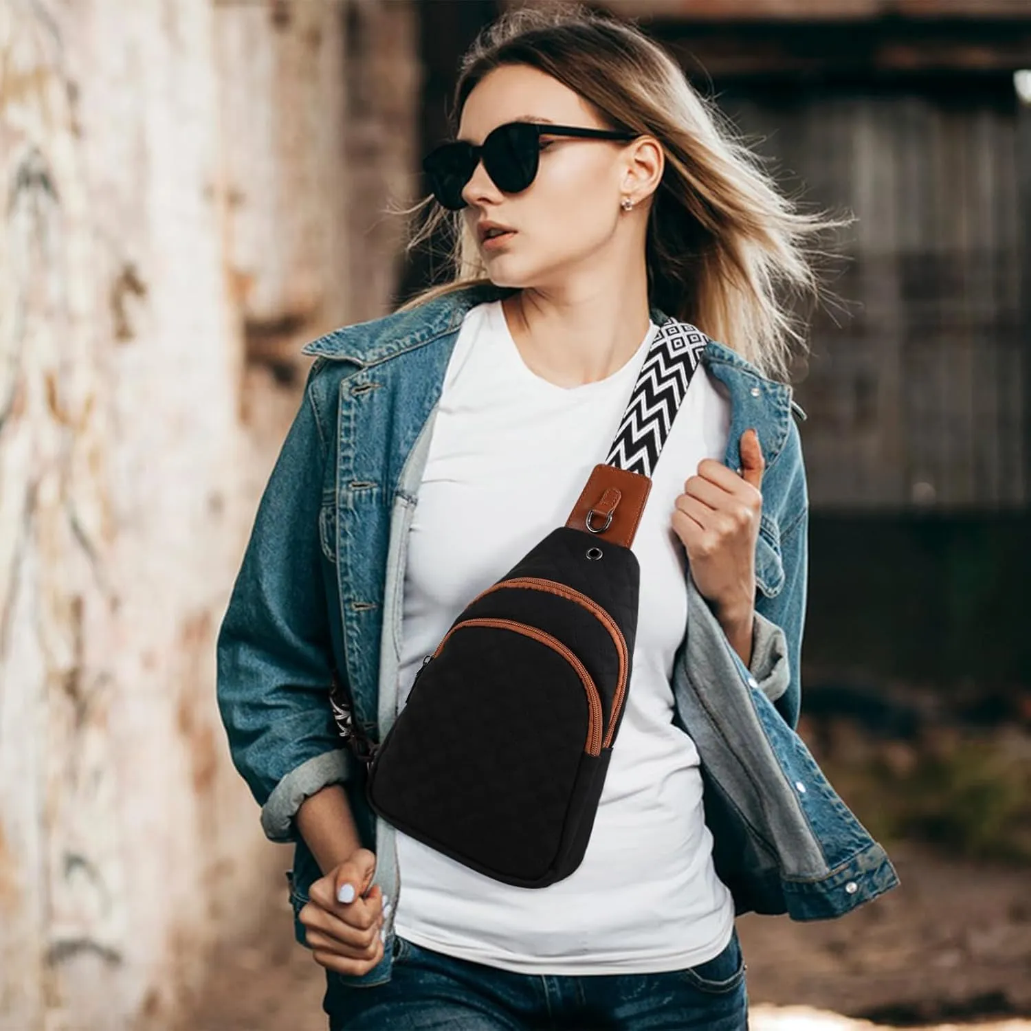 Crossbody Bag for Women Leather Small Sling Bag Fanny Pack Chest Bag for Travel Chest Pack Gifts