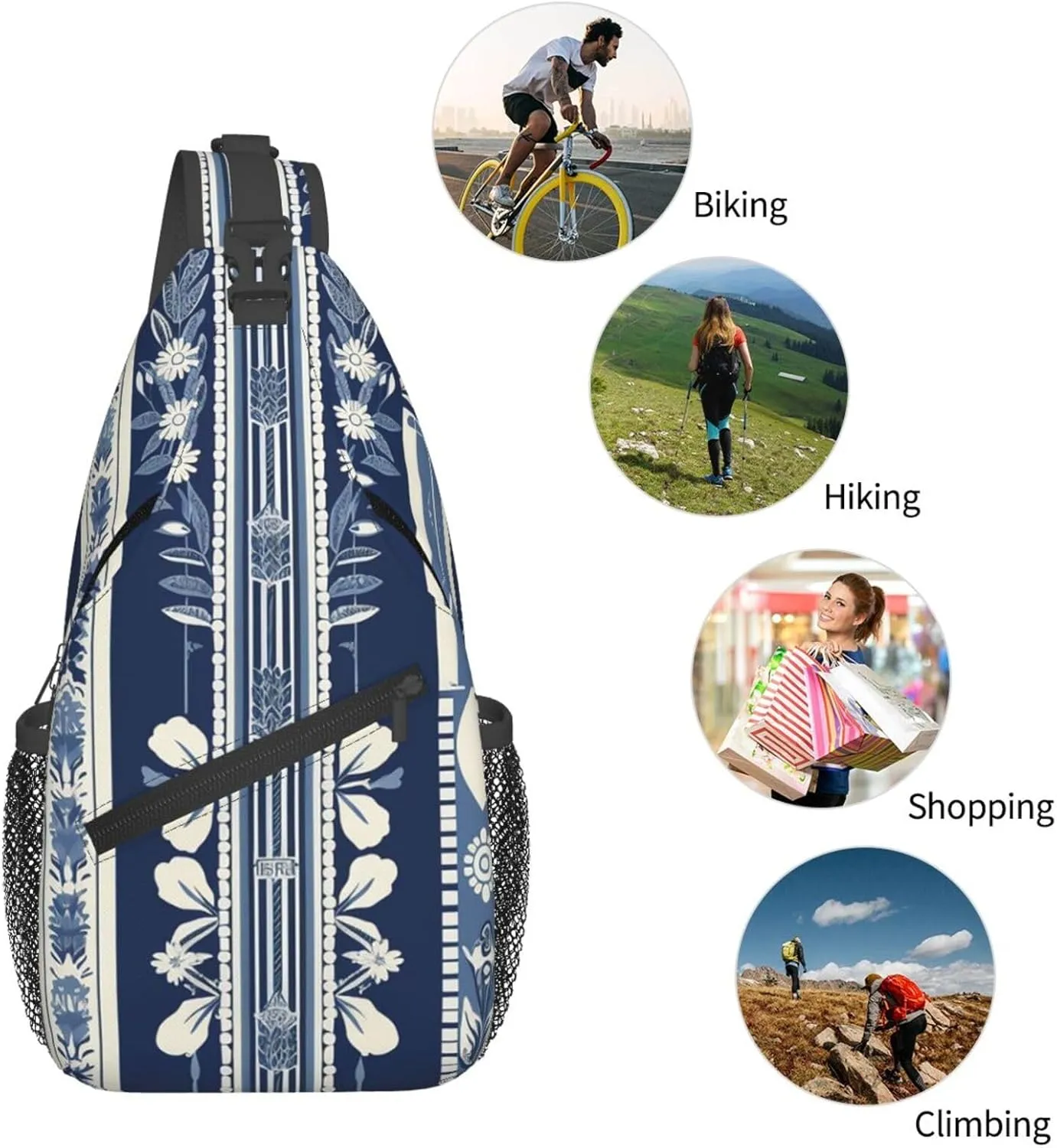 Crossbody Bag for Women Men Decorative Strip Pattern Chest Bag Crossbody Sling Bag Adjustable Shoulder Bag