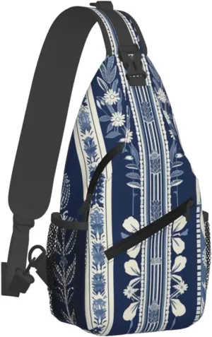Crossbody Bag for Women Men Decorative Strip Pattern Chest Bag Crossbody Sling Bag Adjustable Shoulder Bag