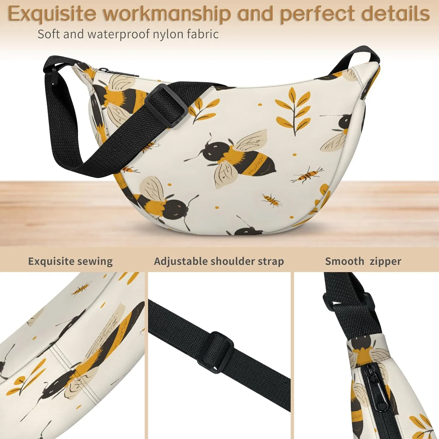 Crossbody Bag for Women Men, Lightweight Small Sling Hobos Dumpling Bag Crescent Purse, Crescent Moon Bags
