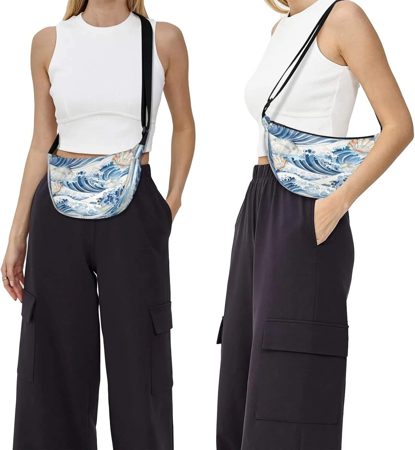 Crossbody Bag for Women Men, Lightweight Small Sling Hobos Dumpling Bag Crescent Purse, Crescent Moon Bags