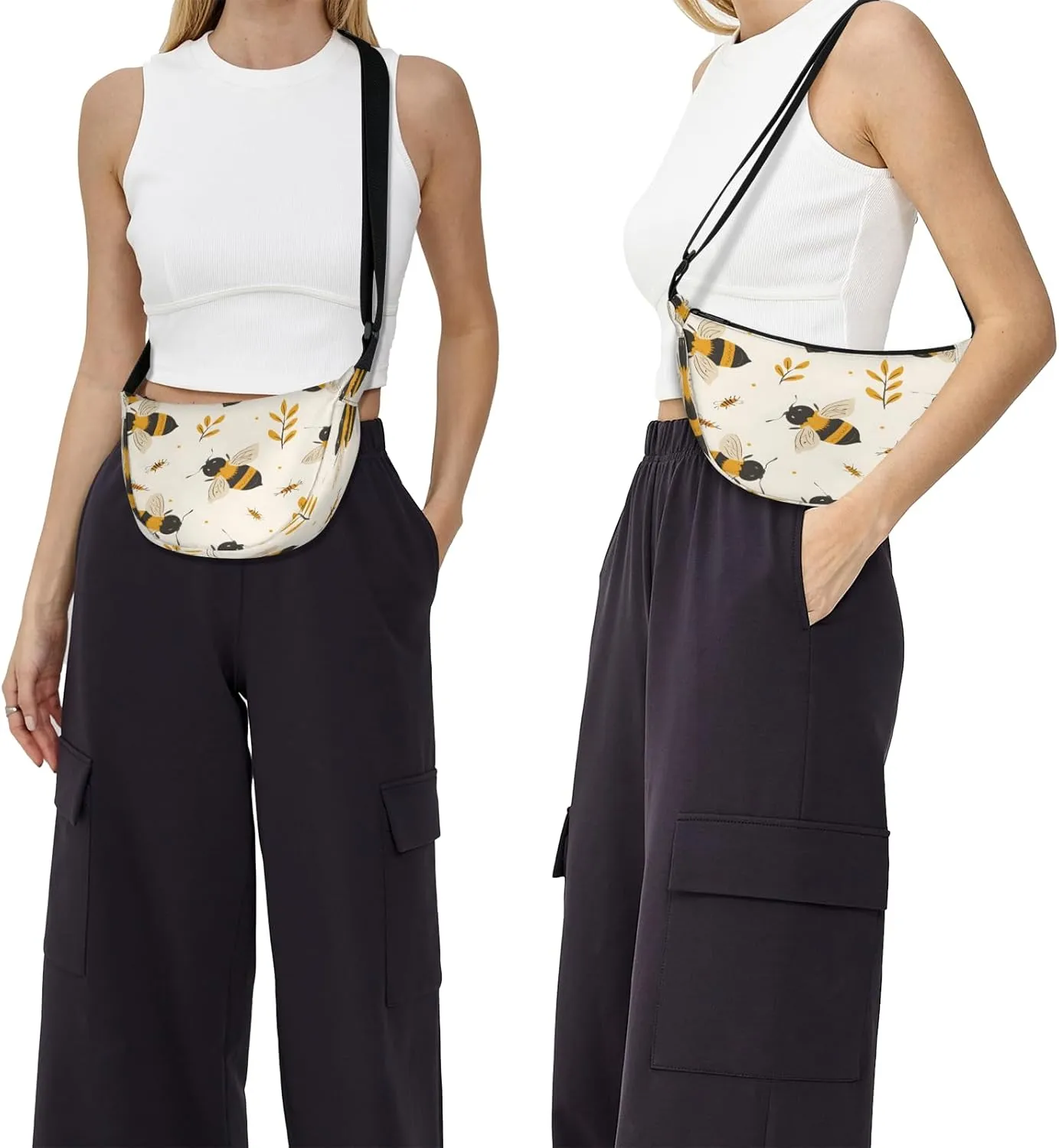 Crossbody Bag for Women Men, Lightweight Small Sling Hobos Dumpling Bag Crescent Purse, Crescent Moon Bags