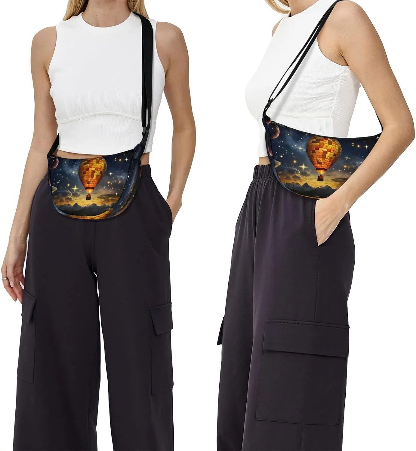 Crossbody Bag for Women Men, Lightweight Small Sling Hobos Dumpling Bag Crescent Purse, Crescent Moon Bags