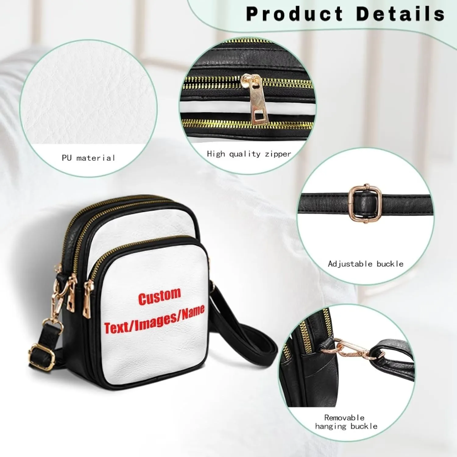 Crossbody Bag for Women Multi Pocket Sling Shoulder Purses Travel Leather Zipper Designer Satchel Adjustable Strap