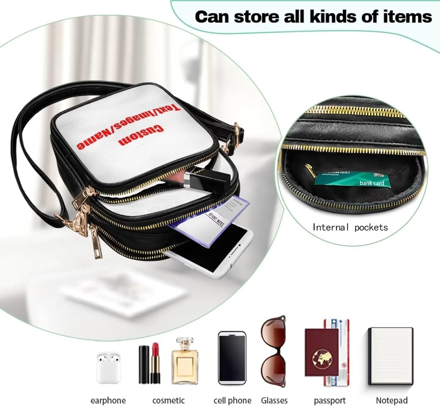 Crossbody Bag for Women Multi Pocket Sling Shoulder Purses Travel Leather Zipper Designer Satchel Adjustable Strap