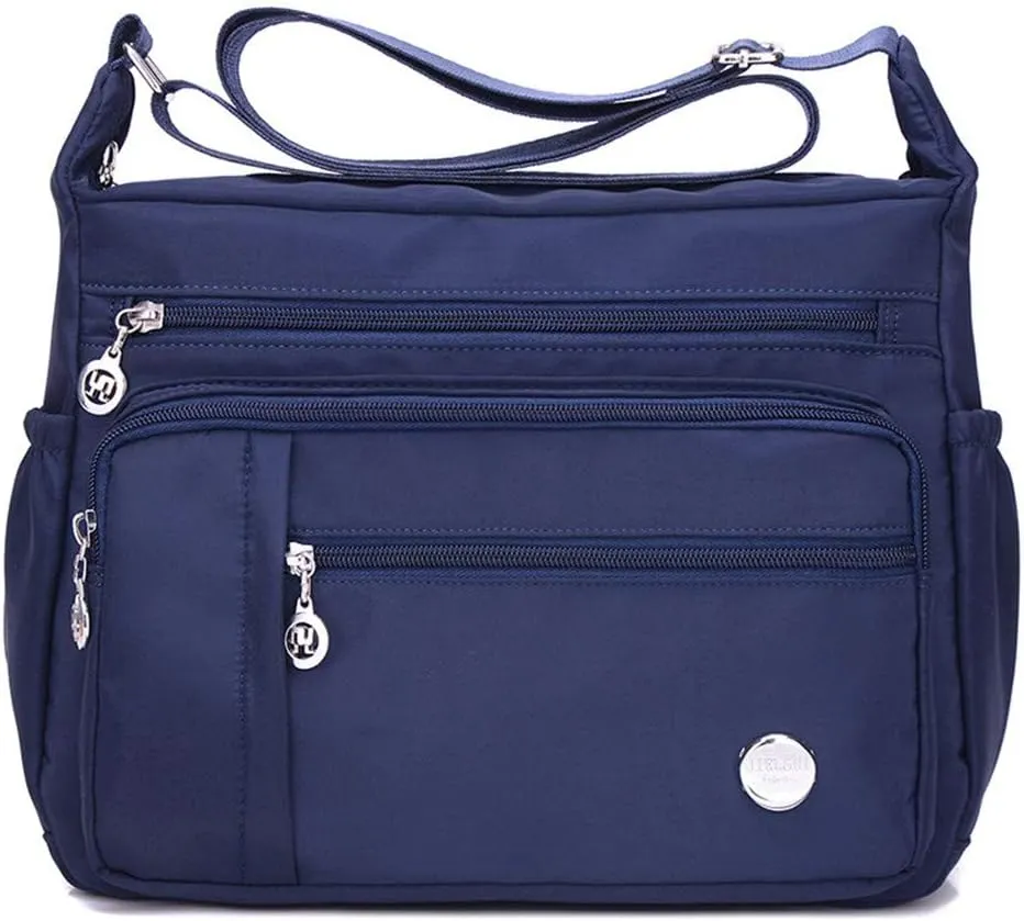 Crossbody Bag for Women, Multi Pocket Waterproof Lightweight Nylon Purse Shoulder Bag