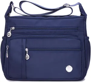 Crossbody Bag for Women, Multi Pocket Waterproof Lightweight Nylon Purse Shoulder Bag