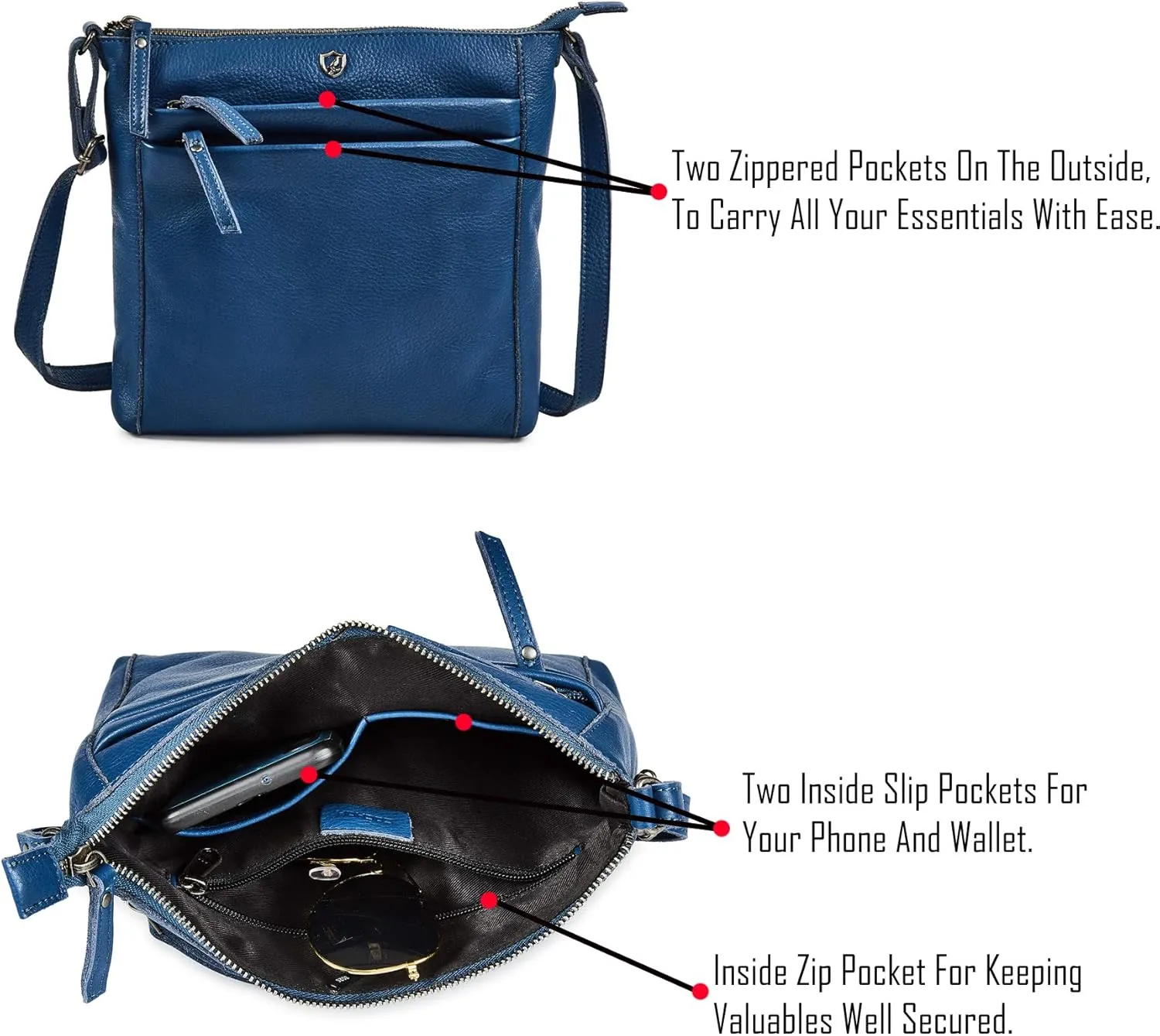 Crossbody Bag for Women Trendy Real Leather Purse Small Soft Pebbled Handbags Crossover Shoulder Pocketbook