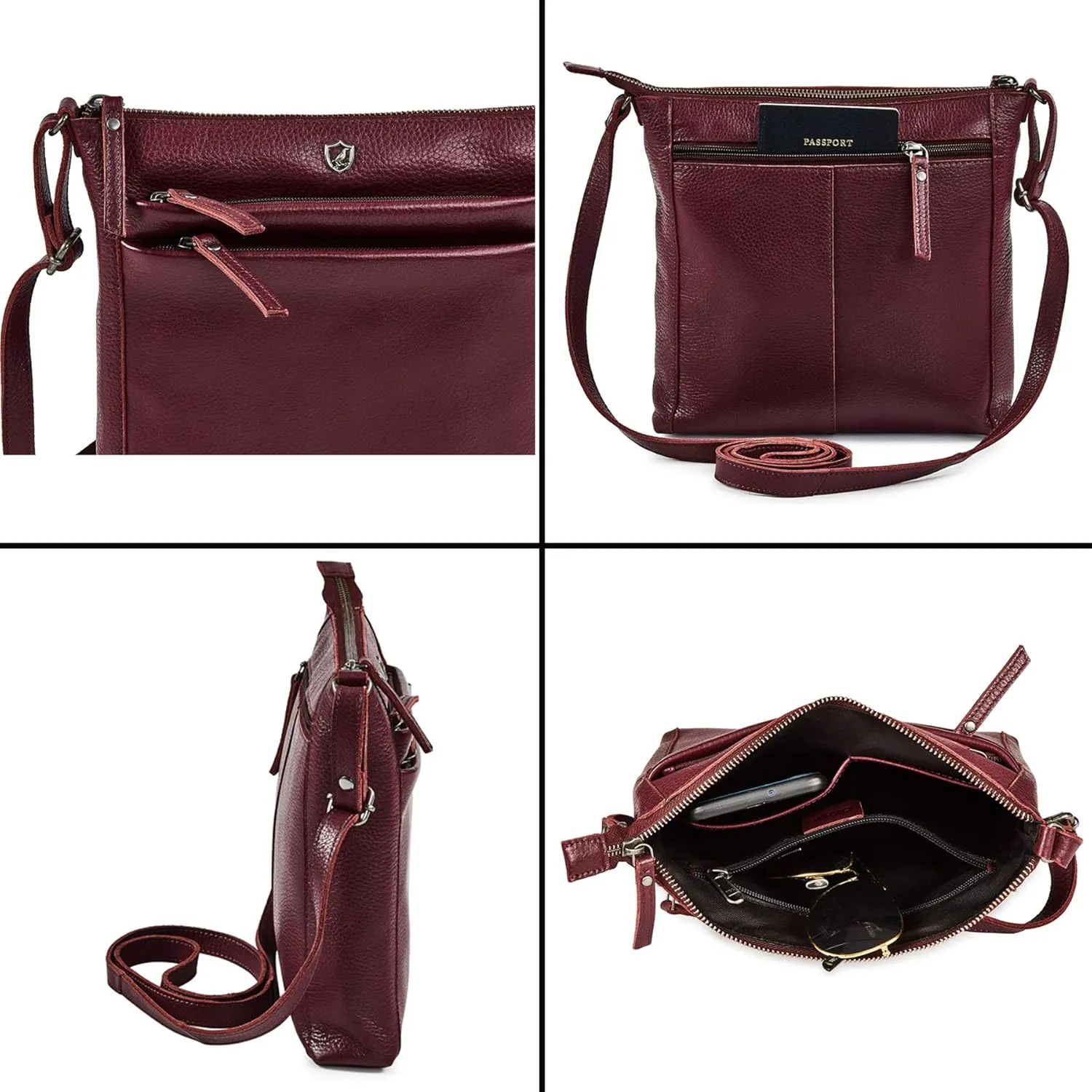 Crossbody Bag for Women Trendy Real Leather Purse Small Soft Pebbled Handbags Crossover Shoulder Pocketbook
