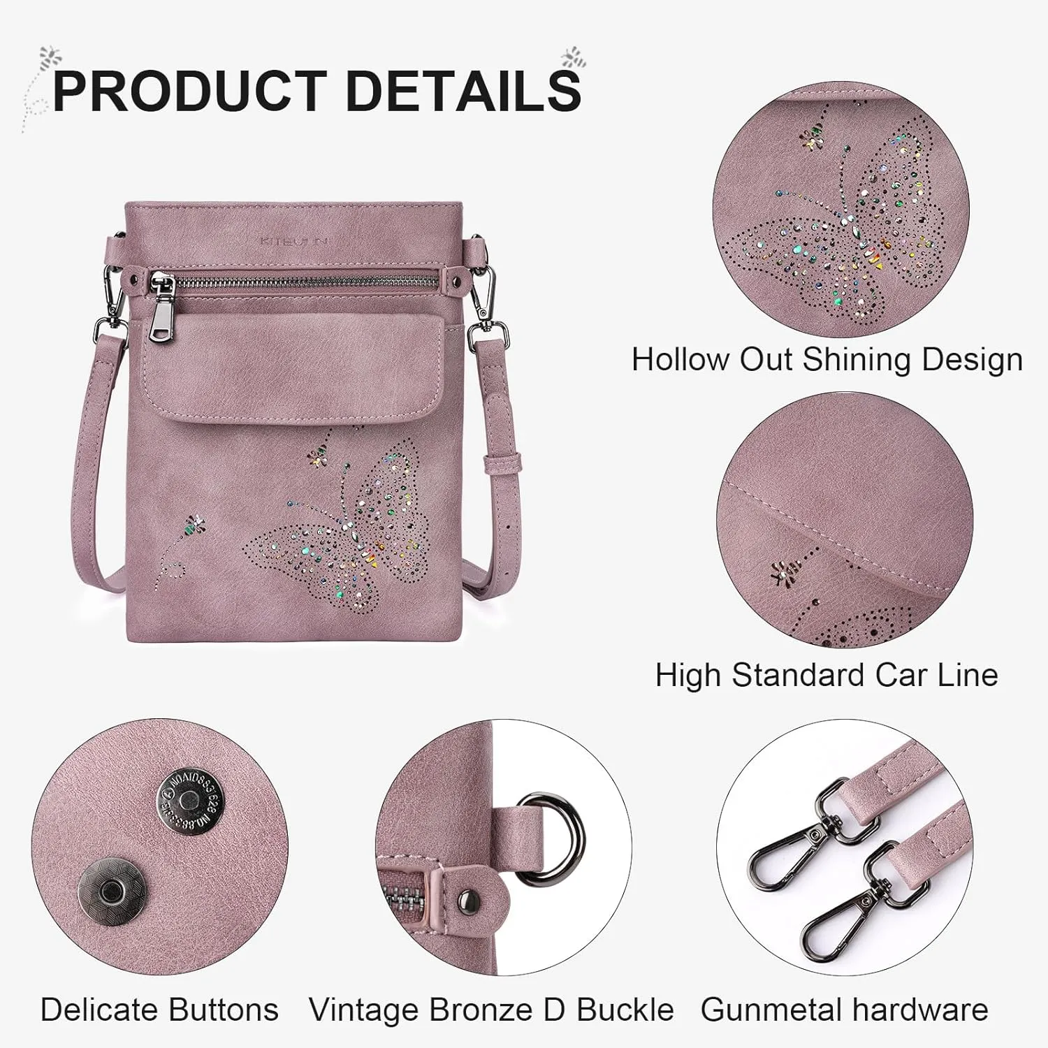 Crossbody Bag for women, Vegan Leathe Cross body Purse with Adjustable Strap, Multi Pocket Shoulder Handbag