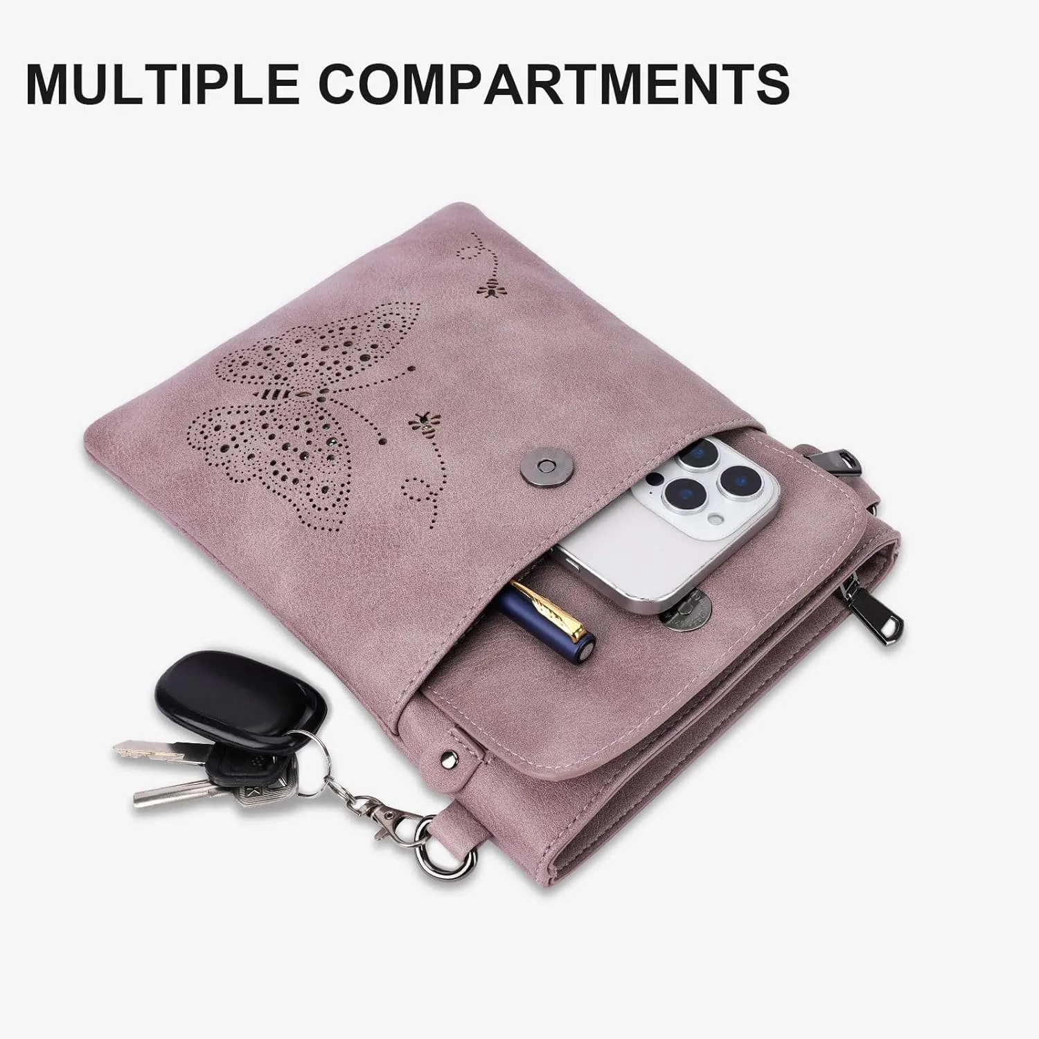 Crossbody Bag for women, Vegan Leathe Cross body Purse with Adjustable Strap, Multi Pocket Shoulder Handbag