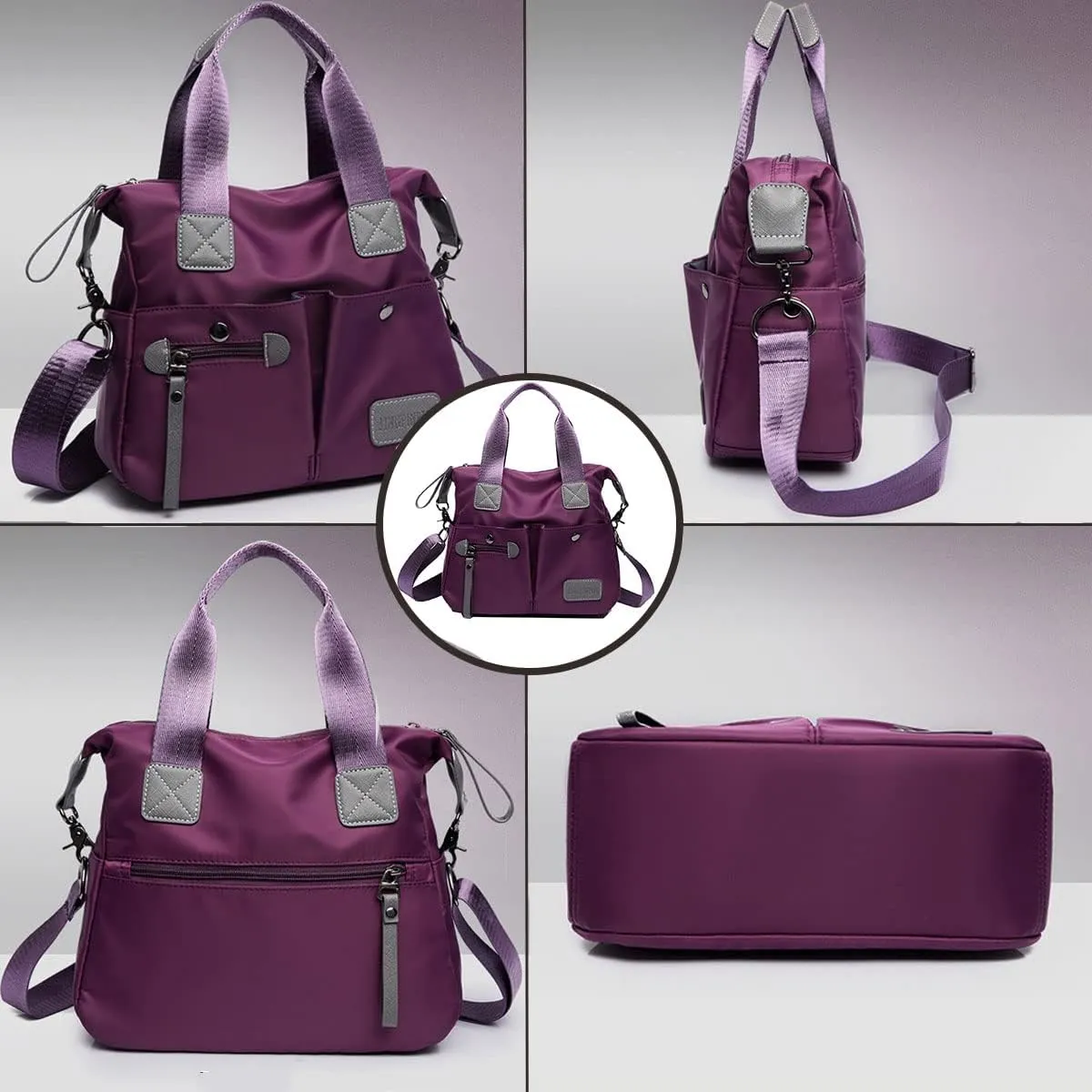 Crossbody Bag for Women Waterproof Handbag Multi-Pocket Nylon Travel Shoulder Purse