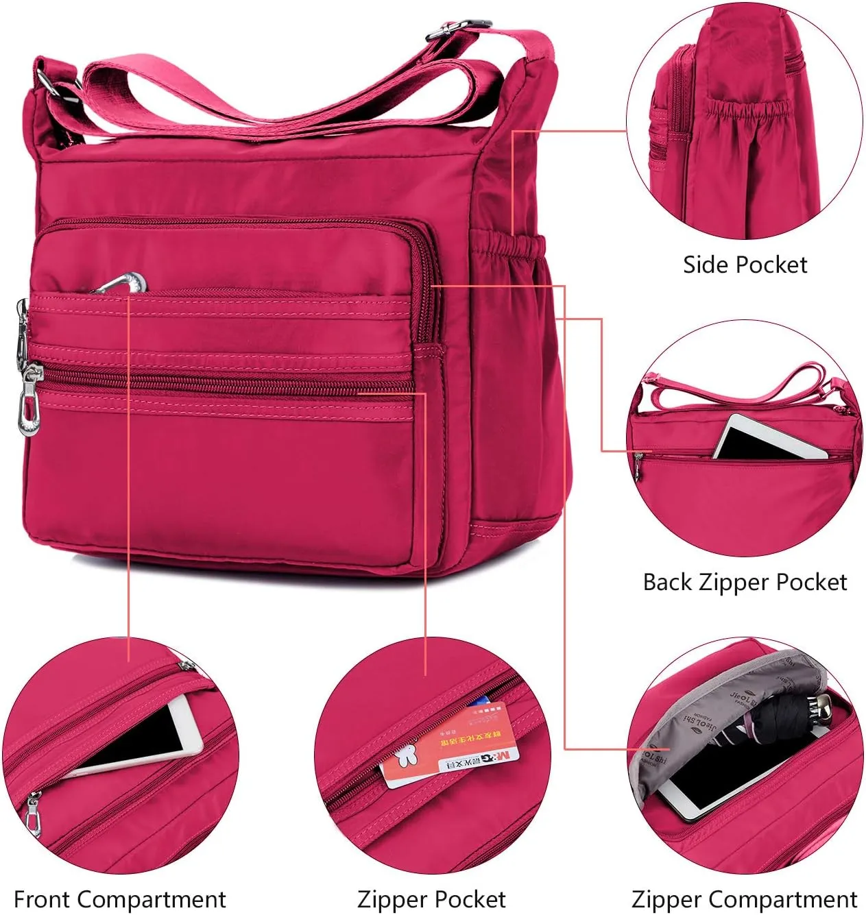 Crossbody Bag for Women Waterproof Shoulder Bag Messenger Bag Casual Nylon Purse Handbag