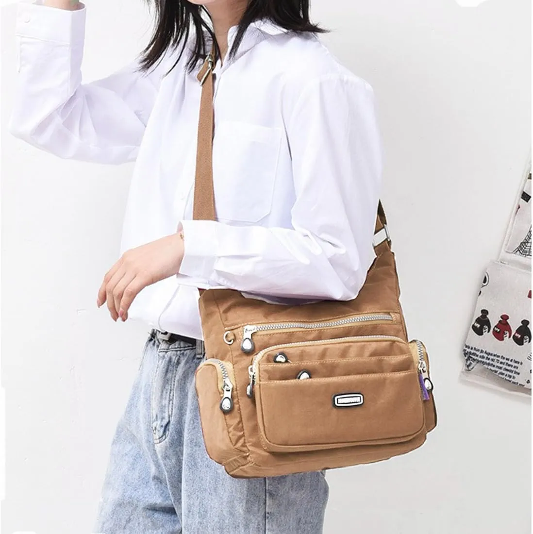 Crossbody Bag for Women with RFID Purses Multi Pocket Shoulder Bag Waterproof Purses and Handbags Pocketbooks