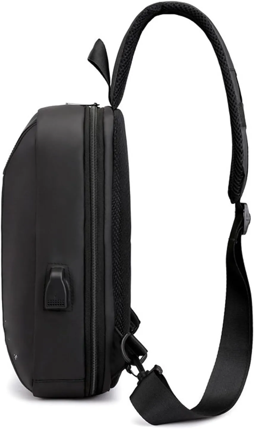Crossbody Bag Men Waterproof Reflective Crossbody Bag with USB Charging Short Trip Fashion Messenger Bag for Men
