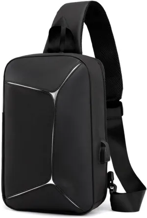 Crossbody Bag Men Waterproof Reflective Crossbody Bag with USB Charging Short Trip Fashion Messenger Bag for Men