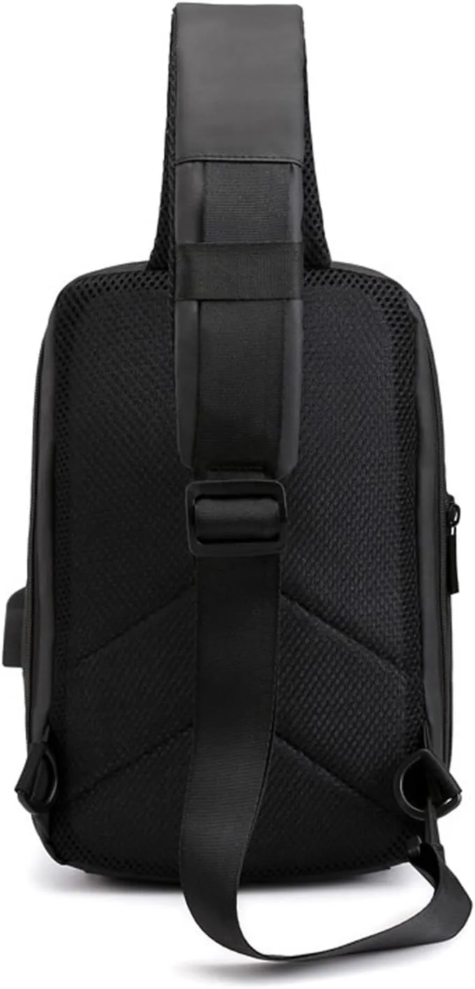 Crossbody Bag Men Waterproof Reflective Crossbody Bag with USB Charging Short Trip Fashion Messenger Bag for Men