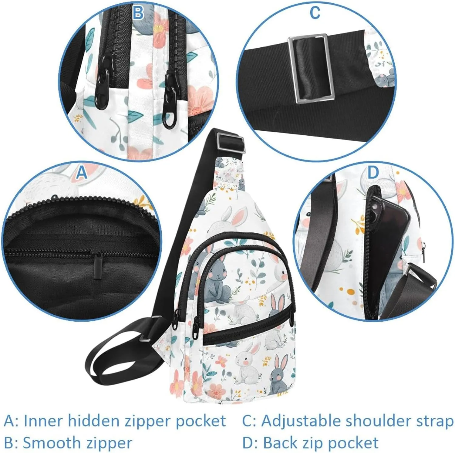 Crossbody Bags for Women Cross Body Bag for Woman Sling Bag Crossbody Bag Spring Bunny (18) Sling Backpack Travel