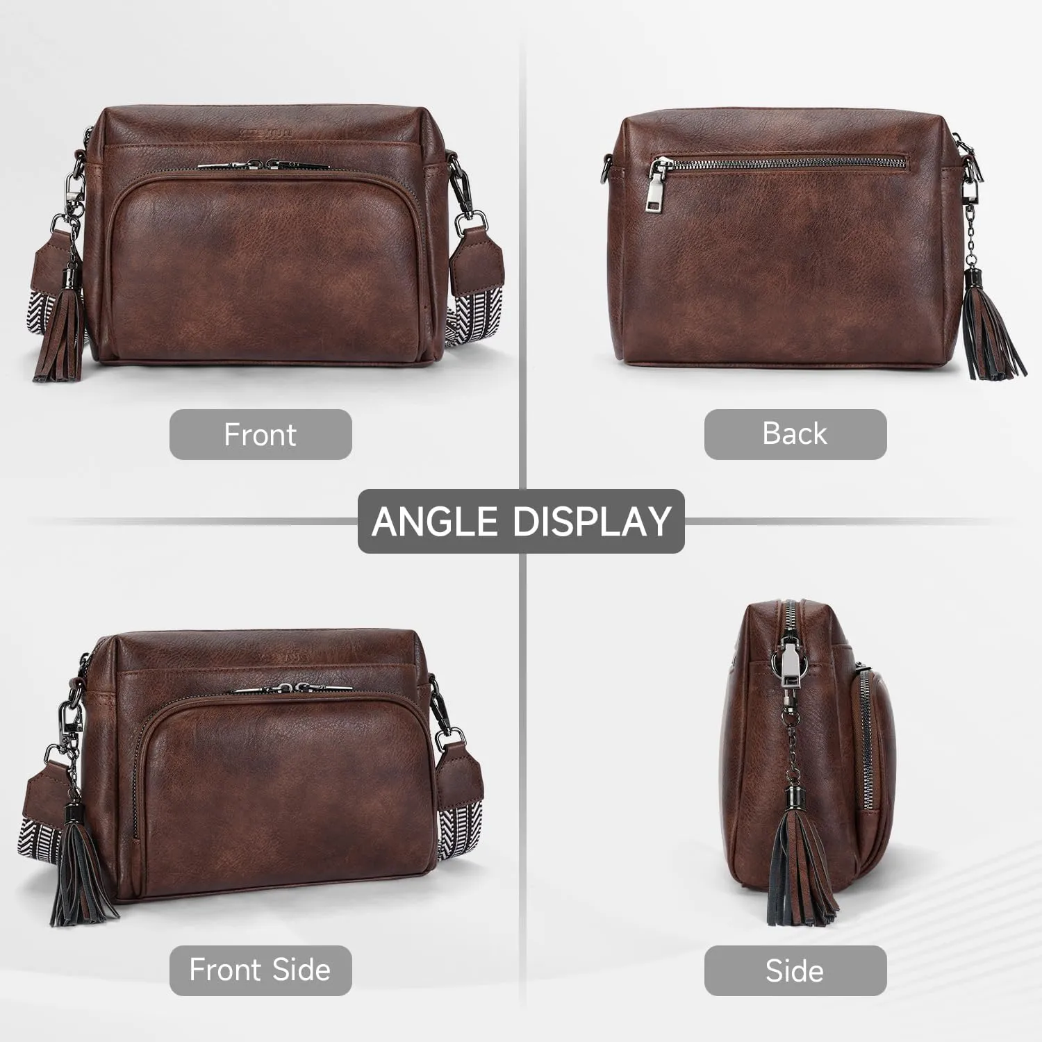Crossbody Bags for Women Lightweight Vegan Leather Crossbody Shoulder Bag Phone Purse with Adjustable Guitar Strap