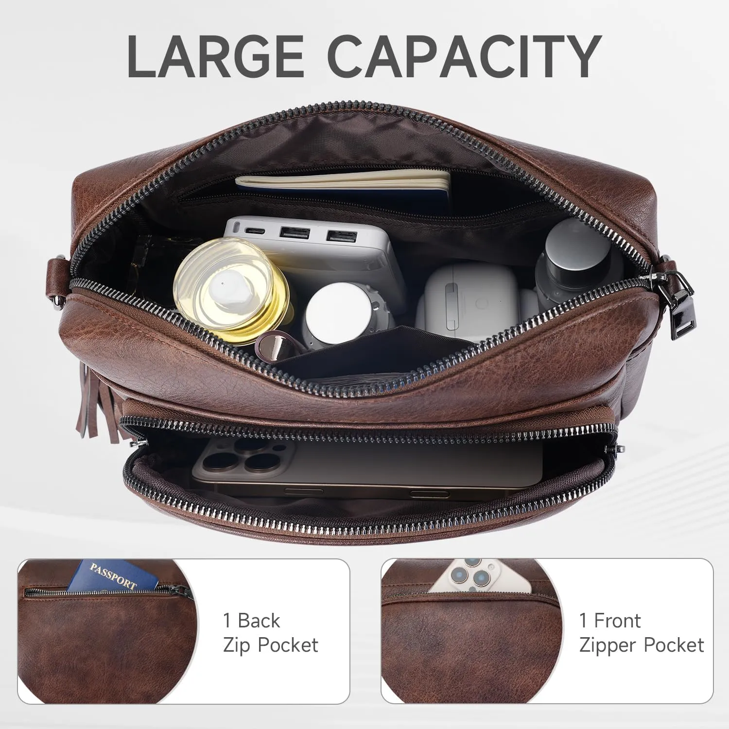 Crossbody Bags for Women Lightweight Vegan Leather Crossbody Shoulder Bag Phone Purse with Adjustable Guitar Strap