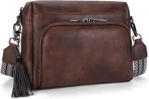 Crossbody Bags for Women Lightweight Vegan Leather Crossbody Shoulder Bag Phone Purse with Adjustable Guitar Strap
