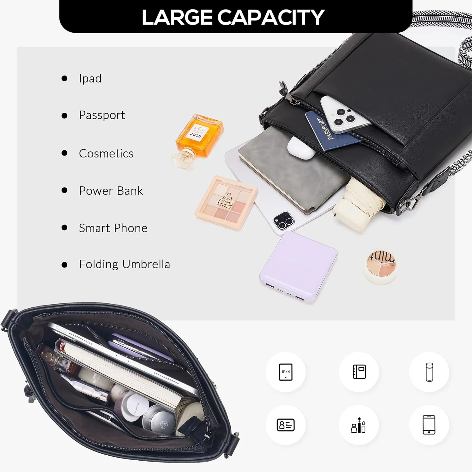 Crossbody Bags For Women Medium Crossbody Travel Purses with 4 Card Slots Leather Shoulder Handbags