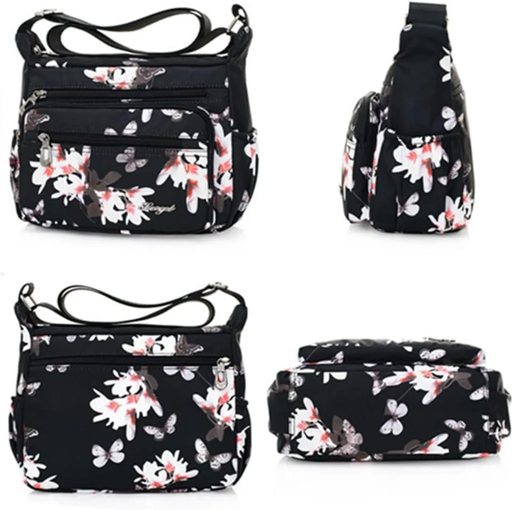 Crossbody Bags for Women Multi Pocket Shoulder Bag Waterproof Nylon Messenger Purses and Handbags