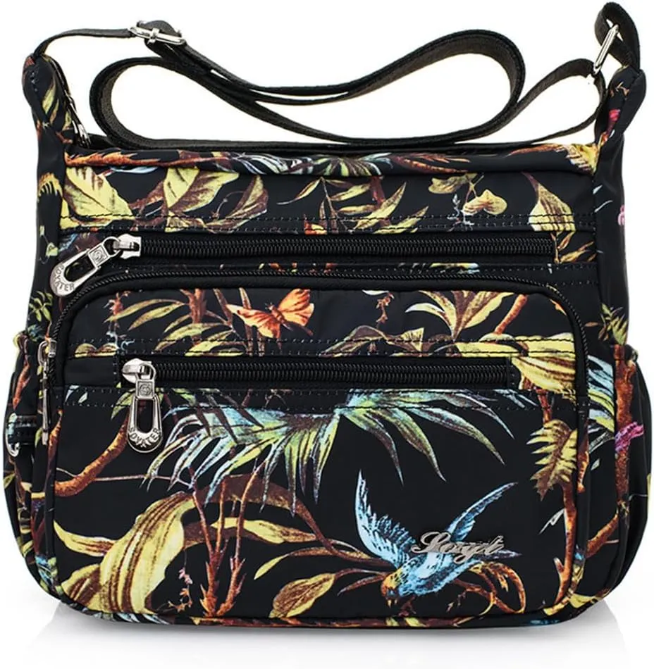 Crossbody Bags for Women Multi Pocket Shoulder Bag Waterproof Nylon Messenger Purses and Handbags