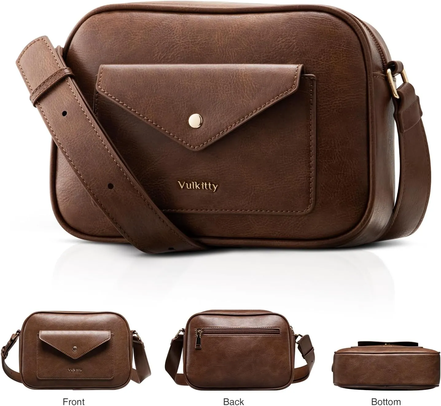 Crossbody Purse for Women's Travel and Daily Life Trendy Small Leather Shoulder Bag with Wide Strap