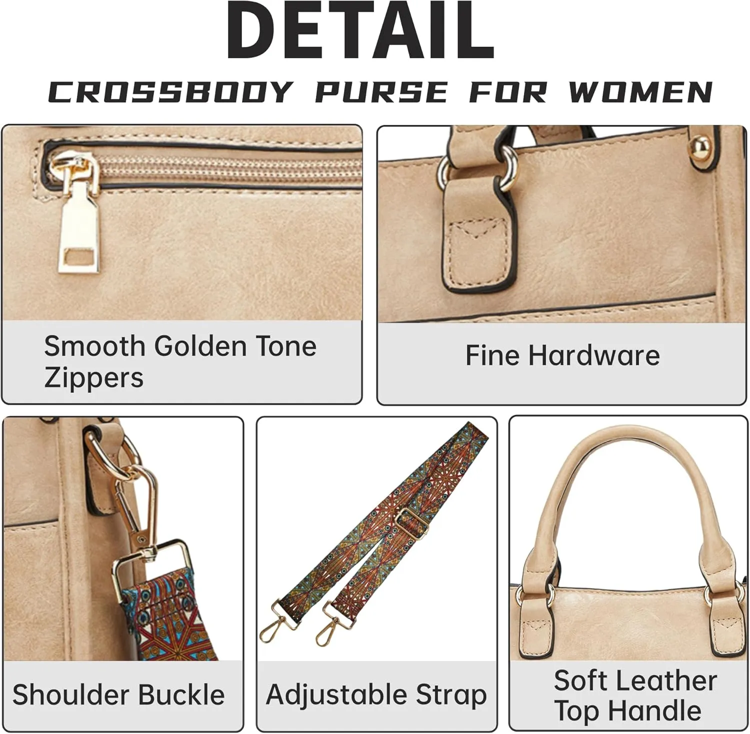 Crossbody Purses and Handbags for Women, Tote Shoulder Bag Satchel Purse and PU Leather Top Handle for Ladies