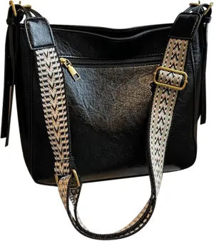 Crossbody Purses for Women Trendy Hobo Bag Vegan Leather Shoulder Hand Bag Hobo Guitar Strap Purse Satchel Bags