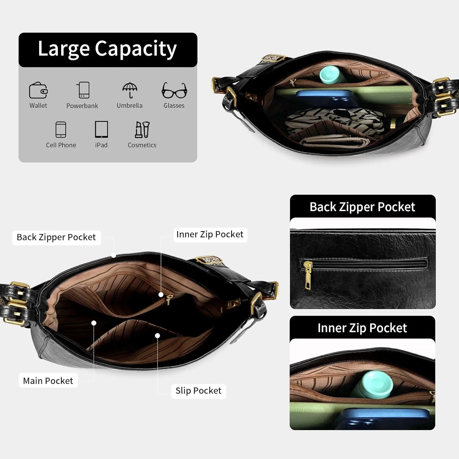 Crossbody Purses for Women Trendy Hobo Bag Vegan Leather Shoulder Hand Bag Hobo Guitar Strap Purse Satchel Bags