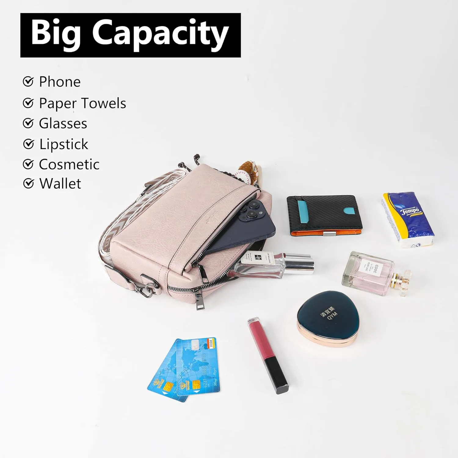 Crossbody Purses, Simple Fashion Crossbody with Removable Shoulder Strap, Multi-Pocket Crossbody Bags for Women