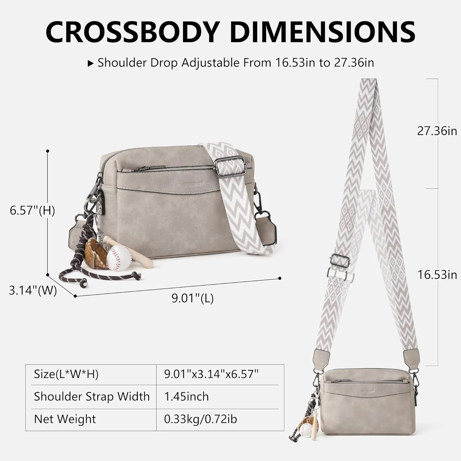 Crossbody Purses, Simple Fashion Crossbody with Removable Shoulder Strap, Multi-Pocket Crossbody Bags for Women