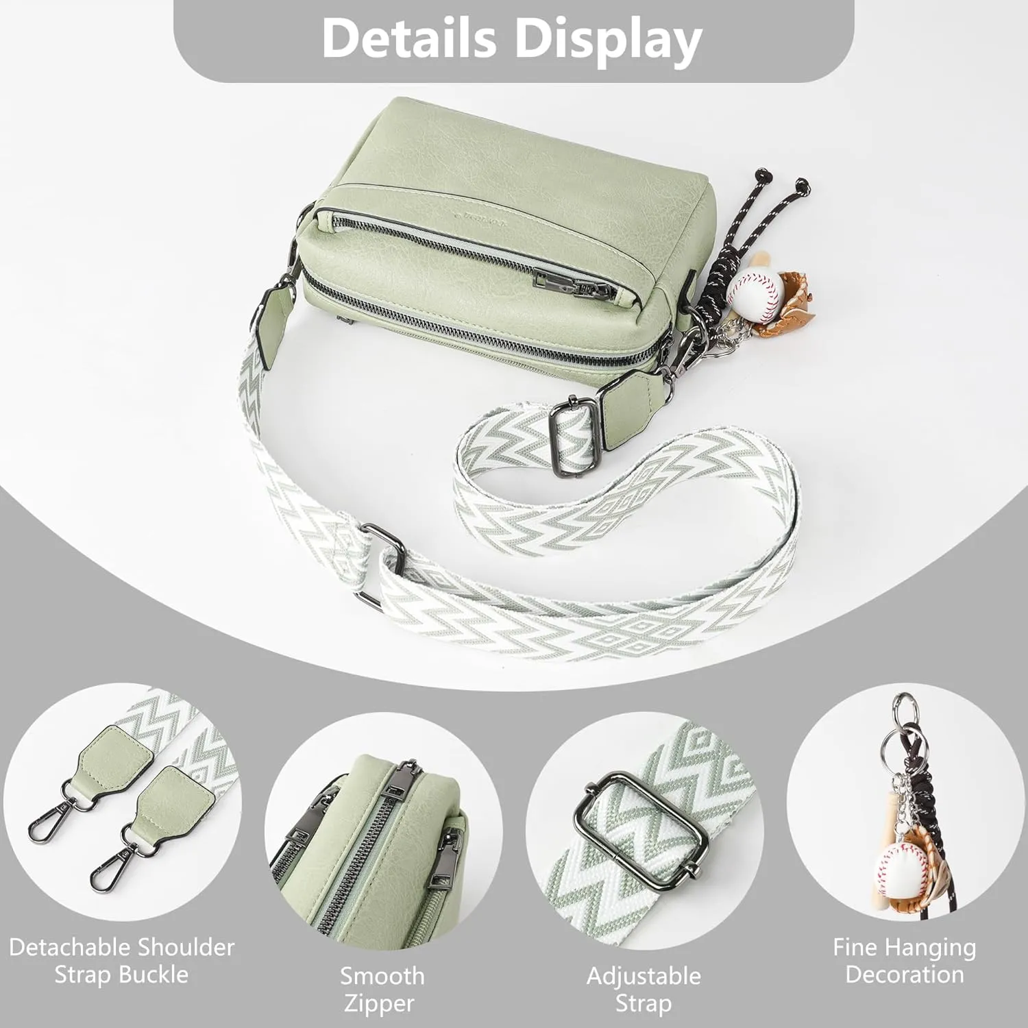 Crossbody Purses, Simple Fashion Crossbody with Removable Shoulder Strap, Multi-Pocket Crossbody Bags for Women
