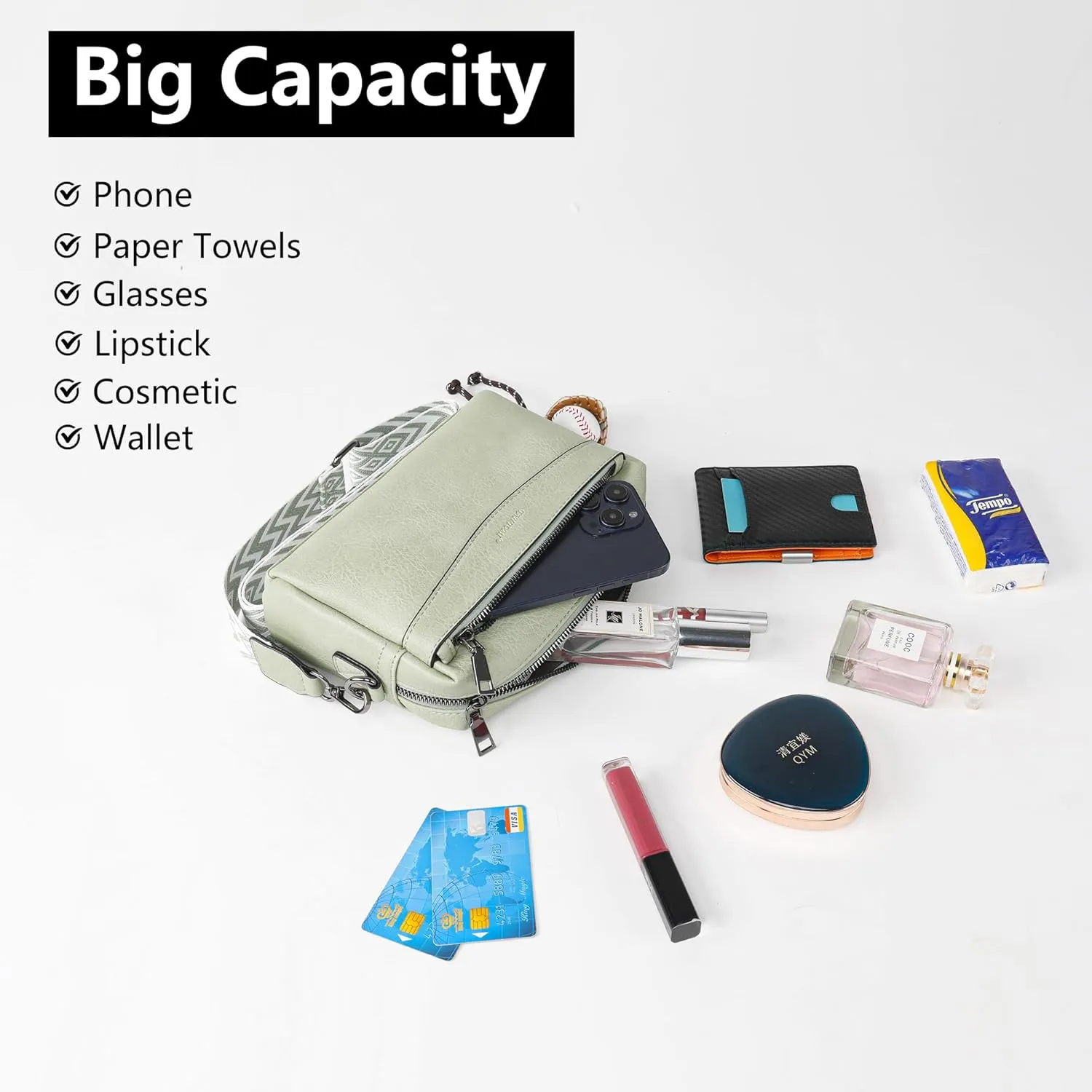 Crossbody Purses, Simple Fashion Crossbody with Removable Shoulder Strap, Multi-Pocket Crossbody Bags for Women