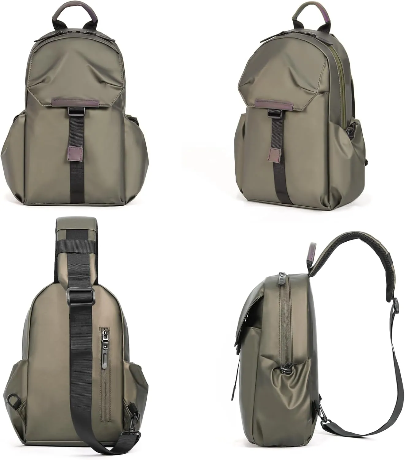 Crossbody Sling Backpack Sling Bag Travel Hiking Chest Bag Daypack，Water-Resistant (champagne, small)