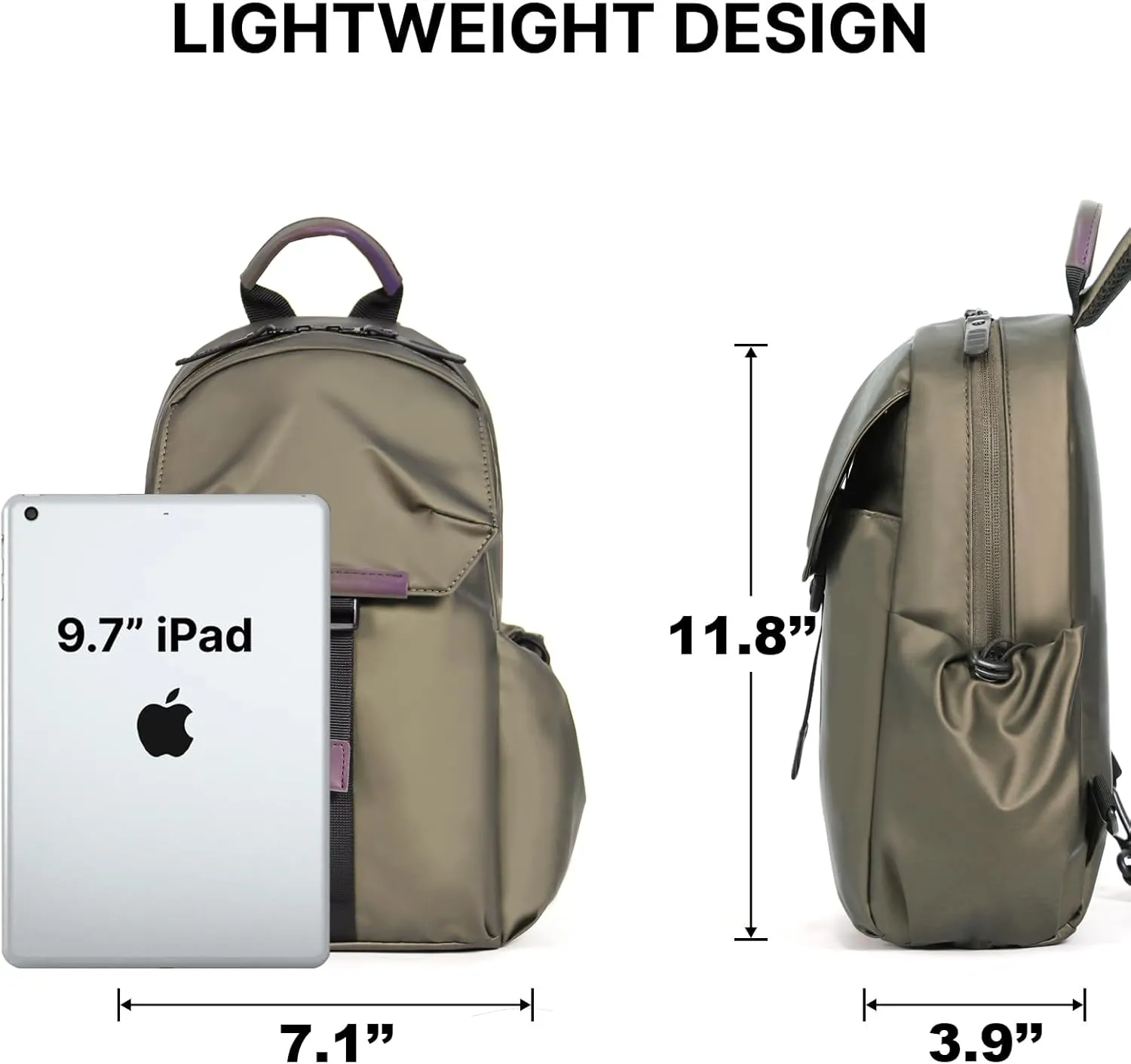 Crossbody Sling Backpack Sling Bag Travel Hiking Chest Bag Daypack，Water-Resistant (champagne, small)