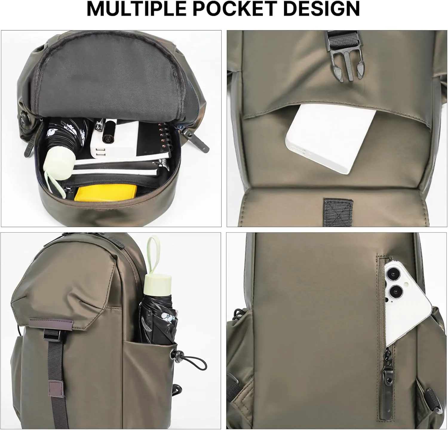 Crossbody Sling Backpack Sling Bag Travel Hiking Chest Bag Daypack，Water-Resistant (champagne, small)
